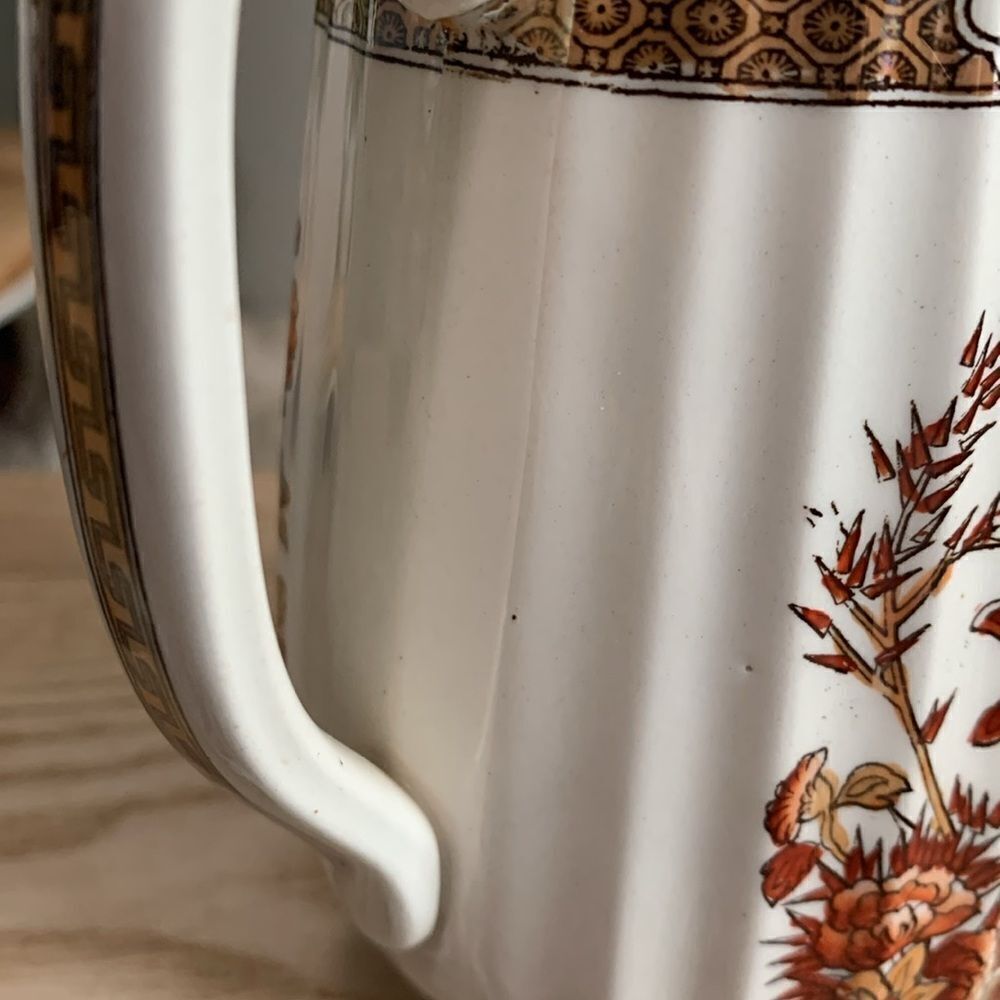 As Is Damaged Copeland Spode Indian Tree Small Pitcher Orange Floral Scallop - Picture 8 of 17